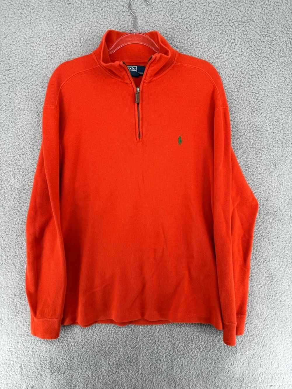 Ralph Lauren Men’s Bright Orange Half-Zip Sweater